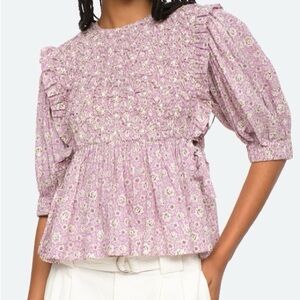 Sea NY Women’s Ida Smocked Top, Lilac color, sample size 4/S